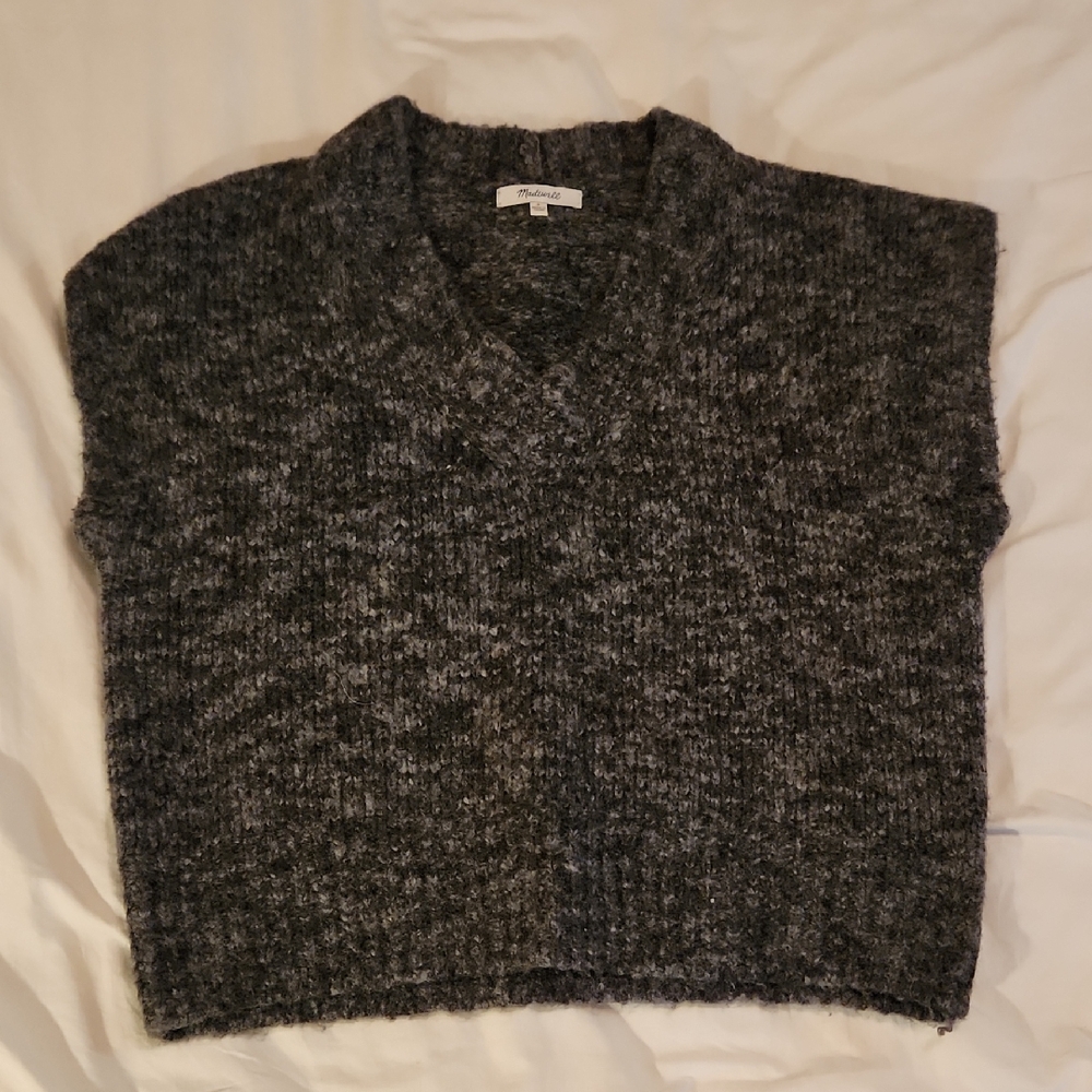 Madewell Women''s Cropped Sweater Vest- Heather Steel